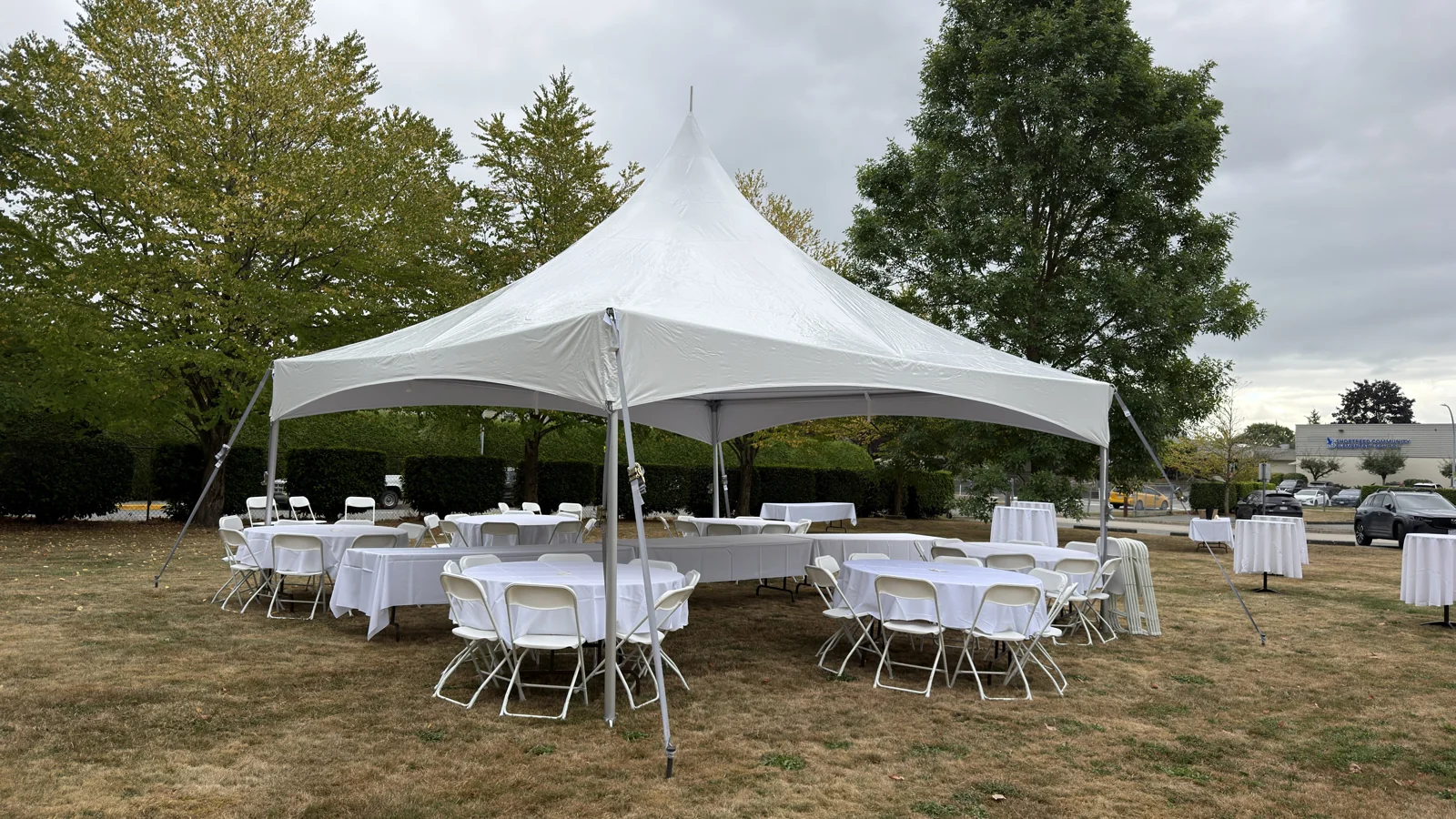 Our white marquee tent at a past outdoor event